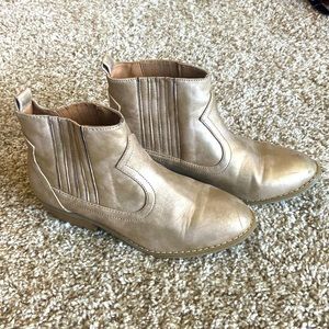 Golden cowboy ankle booties
